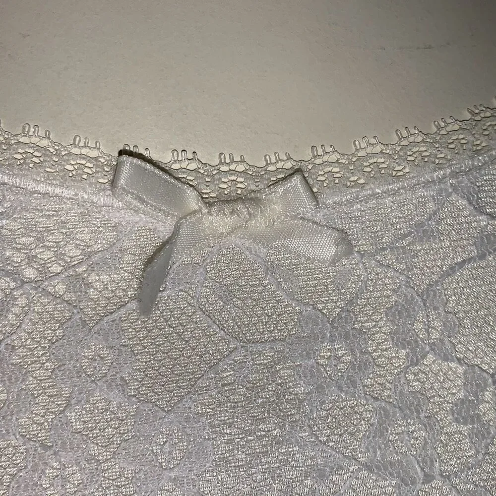 Vintage ILGWU‎ White Empire Waist Short Slip Dress Big Girls 14